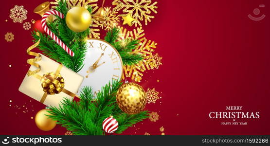 Merry Christmas and Happy New Year background. Celebration background template with ribbons. luxury greeting rich card.