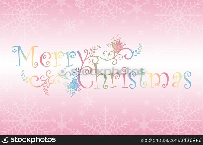 Merry Christmas background of snowflakes and floral