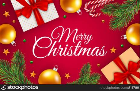 Merry christmas gift box concept background. Realistic illustration of merry christmas gift box vector concept background for web design. Merry christmas gift box concept background, realistic style