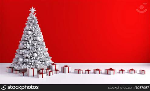 Merry Christmas Greeting Card with Copyspace on Red Wall. Merry Christmas