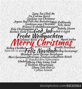 Merry Christmas in different languages in word cloud concept