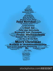 Merry Christmas in different languages in word cloud concept