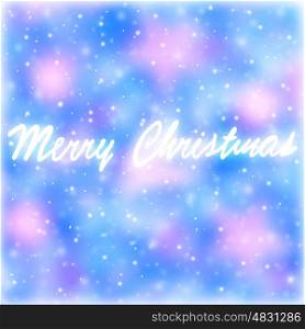 Merry Christmas postcard, handwriting text on blue and pink background, festive wallpaper, wintertime holidays concept