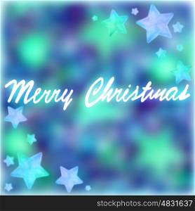 Merry Christmas postcard, handwriting text on blue and purple background with stars decoration, festive wallpaper&#xA;