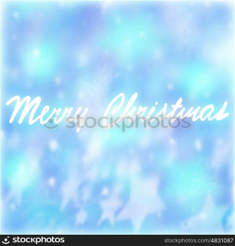 Merry Christmas postcard, handwriting text on blue background, festive wallpaper, wintertime holidays concept