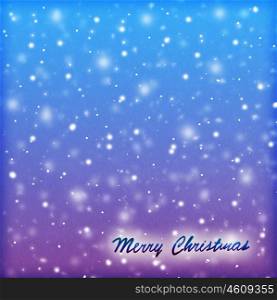 Merry Christmas postcard, handwriting text on blue pink abstract background, festive wallpaper, wintertime holidays concept