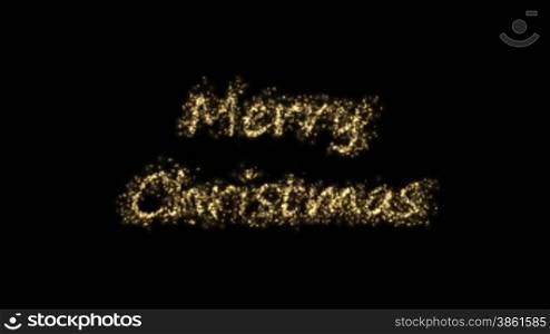 Merry Christmas with stars on black background