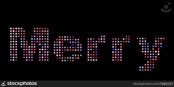 Merry led text over black