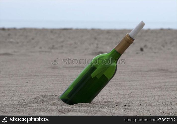 message bottle on the beach
