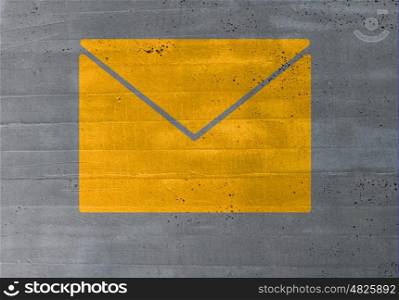 message icon concept on cement texture background. message icon concept on cement texture background.