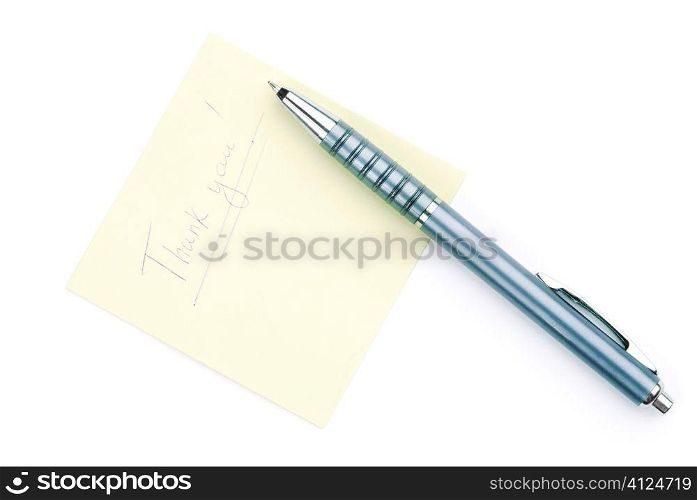 messege with pen, isolated on white background