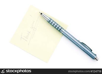 messege with pen, isolated on white background