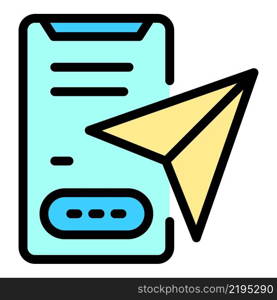 Messenger application icon. Outline messenger application vector icon color flat isolated. Messenger application icon color outline vector