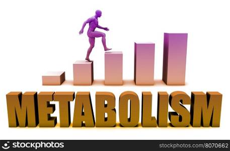 Metabolism 3D Concept in Blue with Bar Chart Graph. Metabolism