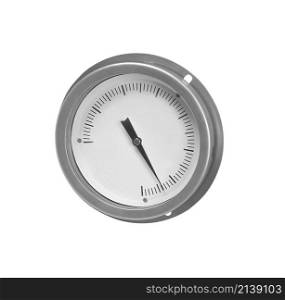 Metal analogue barometer isolated on white. Metal analogue barometer isolated