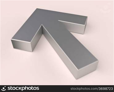 Metal arrow on a light background with a shadow