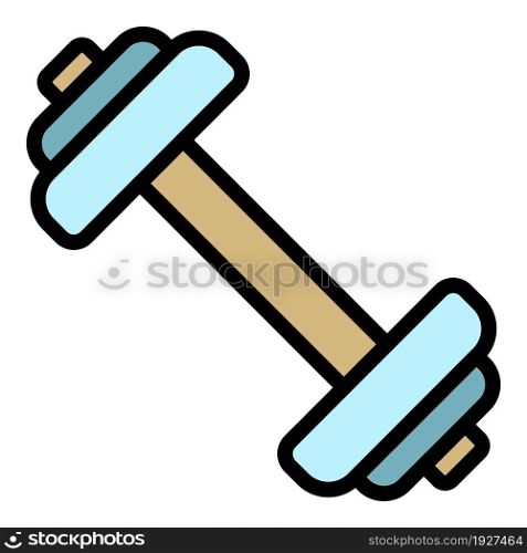 Metal barbell icon. Outline metal barbell vector icon color flat isolated. Metal barbell icon color outline vector