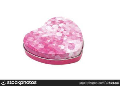 Metal box in shape of heart isolated