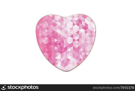 Metal box in shape of heart isolated