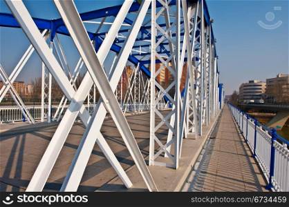 Metal Bridge over the River Ebro in Zaragoza, Spain