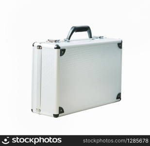 metal briefcase isolated white background