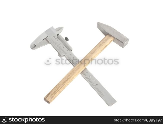 Metal calliper end hammer isolated on white background