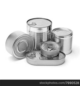 metal cans on a white background.with clipping path