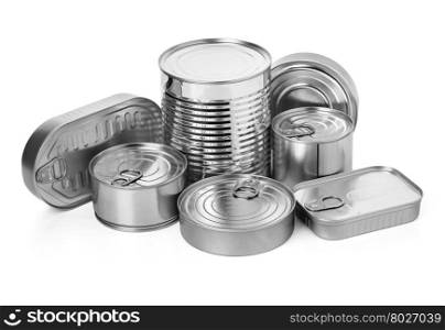 metal cans on a white background.with clipping path
