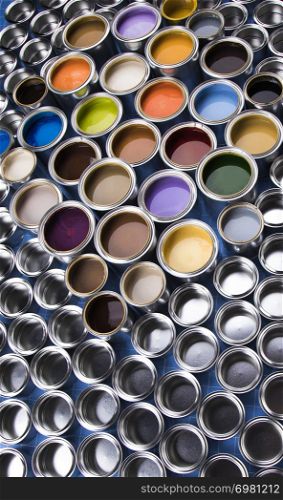 Metal cans with color paint
