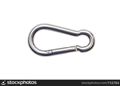 Metal carabiner isolated on white background. With clipping path