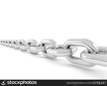 Metal chain on a white background. . Metal chain on a white background. 3d render illustration.