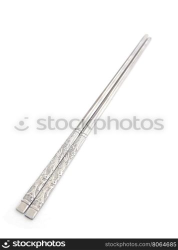 metal chopsticks isolated on white