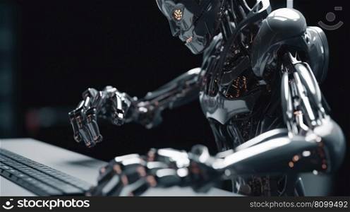 metal chrome robot helper, future robotic technology generative ai.