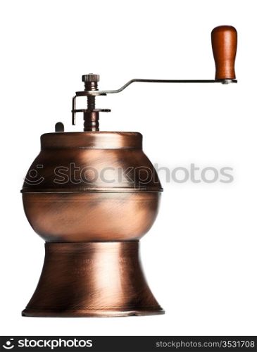 metal coffee grinder isolated on white