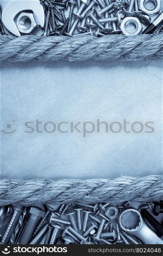 metal construction hardware tool and rope