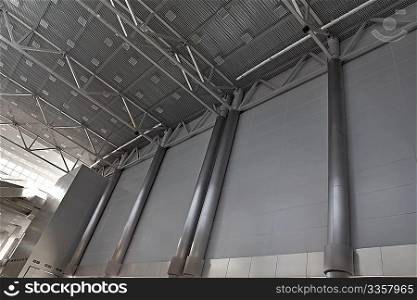Metal designs of walls and ceiling of the big building