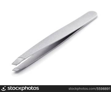 Metal eyebrow tweezers isolated on white