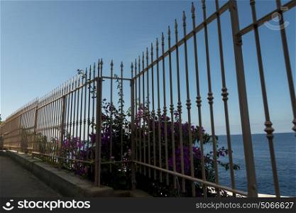 Metal fence by sea, Anacapri, Capri, Campania, Italy