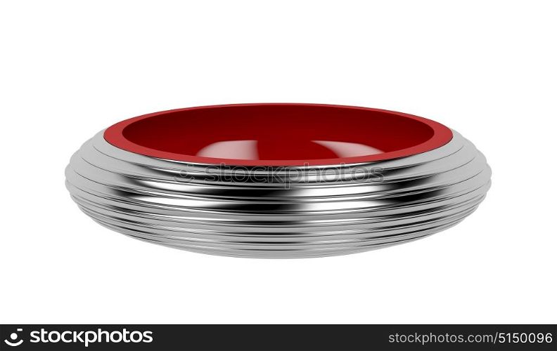 Metal fruit bowl isolated on white background