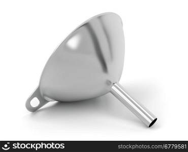 Metal funnel on white background