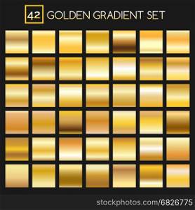 Metal golden gradients collection. Metal golden gradients. Vector square gold gradient texture collection for design