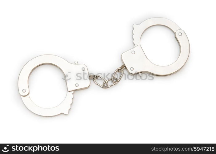 Metal handcuffs isolated on the white background