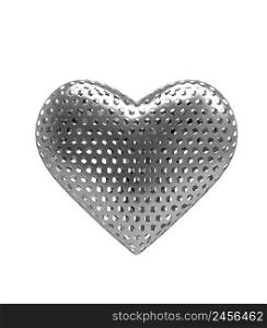 Metal Heart icon isolated on white background. 3D iLLustration.