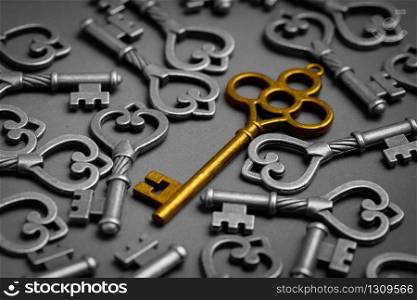 Metal key for online successful business concept