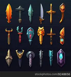 metal knife weapon game ai generated. equipment dagger, handle chef, icon kitchen metal knife weapon game illustration. metal knife weapon game ai generated