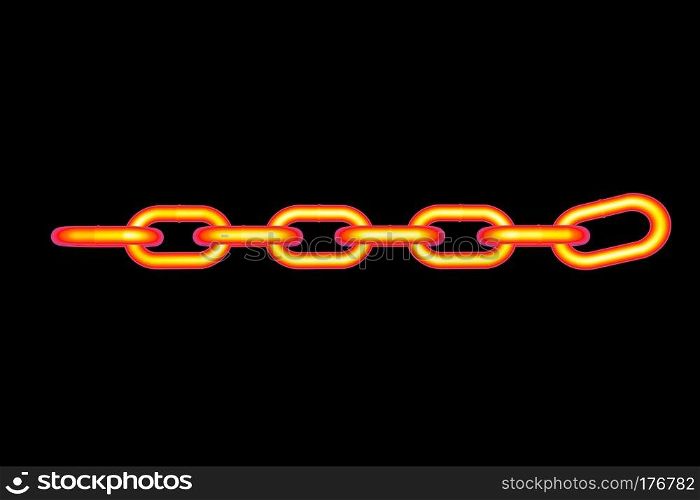 metal led chain 3D rendering Isolated on a black background. metal led chain 3D rendering