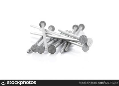Metal nails group on a white background