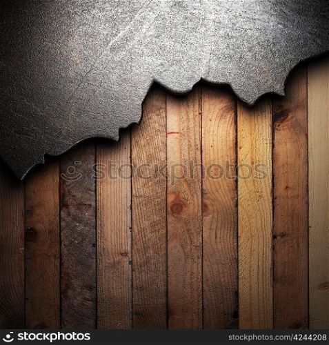 metal on wooden wall