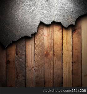 metal on wooden wall