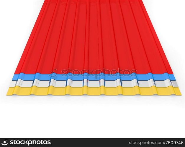Metal profiles for construction on a white background. 3d render illustration.. Metal profiles for construction on a white background.